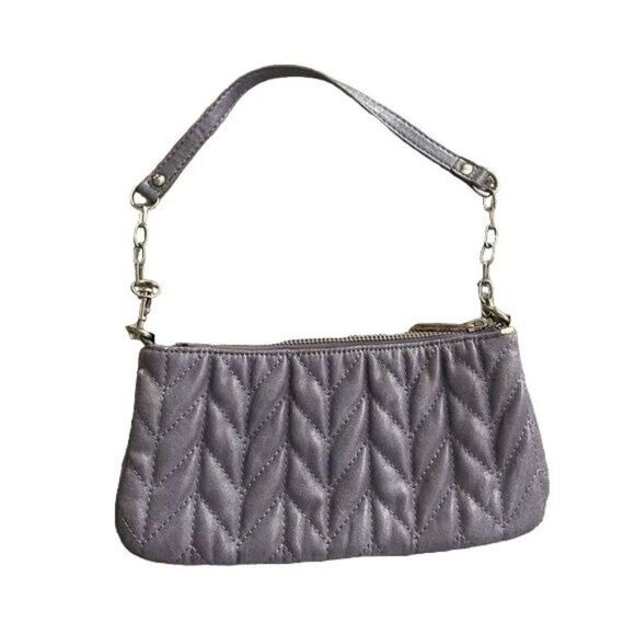 Express Purse Purple Quilted Zip Hand Bag Small Clutch Violet - Picture 1 of 8